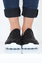 Black Jewel Slip On Trainers - Leya-Trainers