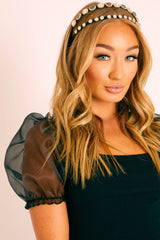 Black Jewelled Double Hair Band - Cyra-Hair