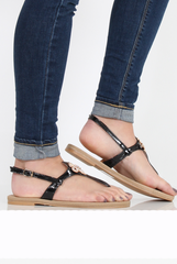Black Jewelled Sandals - Shilpa-Sandals