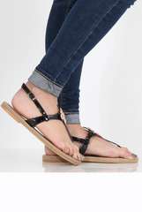 Black Jewelled Sandals - Shilpa-Sandals