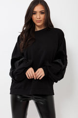 Black Jumper with Fur Sleeves - Stephanie-Jumper
