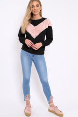 Black Jumper with Fur and Pearl Front - Annita-Jumper