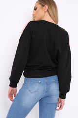 Black Jumper with Fur and Pearl Front - Annita-Jumper