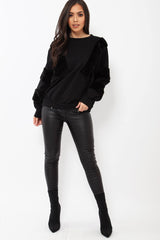 Black Jumper with Fur on Front and Sleeves - Mercedes-Jumper
