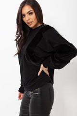 Black Jumper with Fur on Front and Sleeves - Mercedes-Jumper