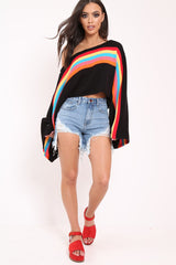 Black Jumper with Stripe Rainbow Middle Jumper - Dasie-Jumper