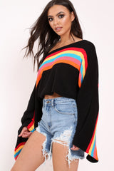 Black Jumper with Stripe Rainbow Middle Jumper - Dasie-Jumper