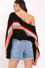 Black Jumper with Stripe Rainbow Middle Jumper - Dasie-Jumper