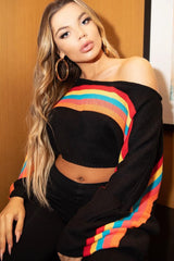 Black Jumper with Stripe Rainbow Middle Jumper - Dasie-Jumper