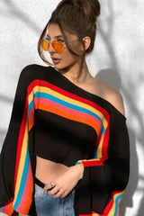 Black Jumper with Stripe Rainbow Middle Jumper - Dasie-Jumper