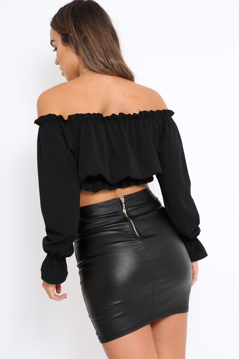 Black Key Hole Bust Crop Top - Caitie-Crop Tops