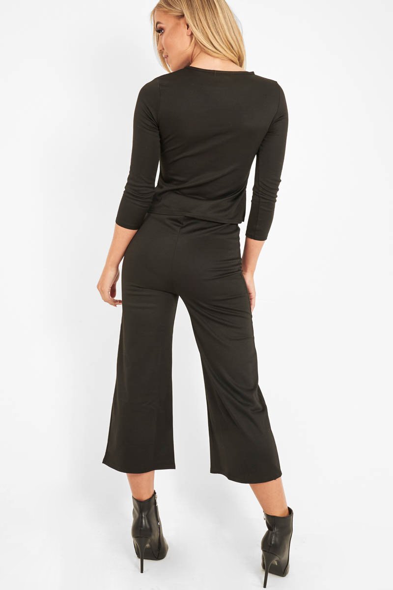 Black Keyhole Top Culotte Co-Ord - Raelinn-Co-ords