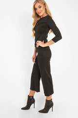 Black Keyhole Top Culotte Co-Ord - Raelinn-Co-ords