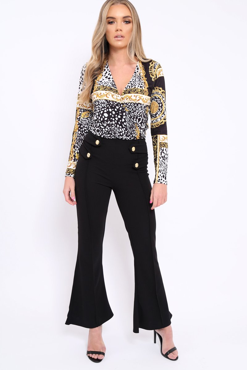 Black Kick Flare Pants - Rita-Trousers