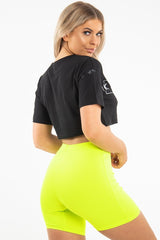 Black Killin' It Print Crop Crew Neck T-Shirt - Jenny-T-shirt