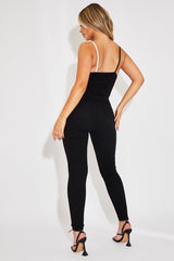 Black Knee Rip Stretch Denim Jeggings - Burnie-Jeans