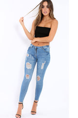 Black Knit Frill Bandeau Crop Top - Poppy-Crop Tops