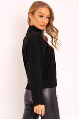 Black Knit High Neck Jumper - Jaelynn-Jumper