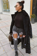 Black Knit High Neck Jumper - Jaelynn-Jumper