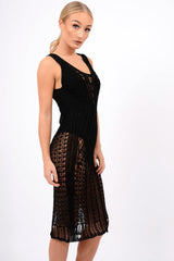 Black Knit Maxi Dress - Leyla-Dresses