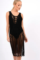 Black Knit Maxi Dress - Leyla-Dresses