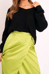 Black Knit Plunge Neckline Jumper - Roselie-Jumper