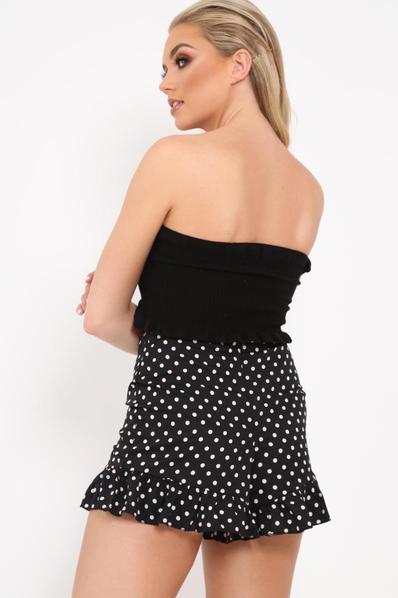 Black Knit Ribbed Bandeau Top - Daylee-Crop Tops