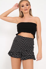 Black Knit Ribbed Bandeau Top - Daylee-Crop Tops