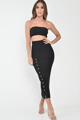 Black Knitted Bandeau And Skirt Co-Ord - Sidra-Co-ords