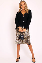 Black Knitted Distressed Button Front Cardigan - Trudie-Cardigans