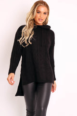 Black Knitted Hoodie Jumper - Capri-Jumper