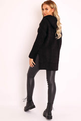 Black Knitted Hoodie Jumper - Capri-Jumper