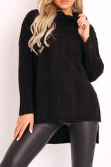 Black Knitted Hoodie Jumper - Capri-Jumper