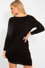 Black Knitted Jumper Midi Dress - Izzy-Dresses