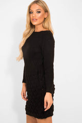 Black Knitted Jumper Midi Dress - Izzy-Dresses