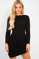 Black Knitted Jumper Midi Dress - Izzy-Dresses