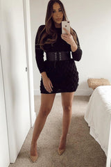 Black Knitted Jumper Midi Dress - Izzy-Dresses