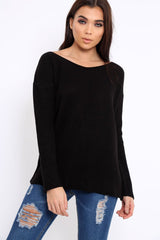 Black Knitted Jumper with Bow Back - Oliviah-Jumper