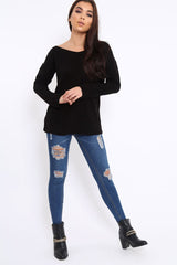 Black Knitted Jumper with Bow Back - Oliviah-Jumper