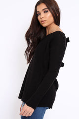 Black Knitted Jumper with Bow Back - Oliviah-Jumper
