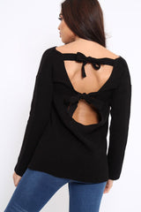 Black Knitted Jumper with Bow Back - Oliviah-Jumper
