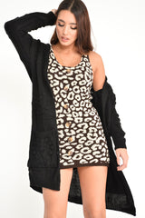 Black Knitted Longline Bobble Cardigan - Annette-Knitwear