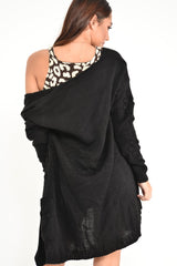 Black Knitted Longline Bobble Cardigan - Annette-Knitwear