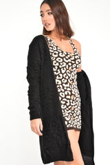 Black Knitted Longline Bobble Cardigan - Annette-Knitwear