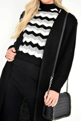 Black Knitted Longline Cardigan - Jadamarie-Knitwear