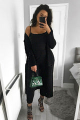Black Knitted Longline Cardigan - Jadamarie-Knitwear