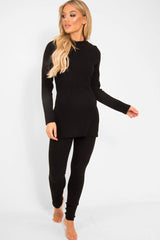 Black Knitted Loungewear Set - Jordi-Co-ords