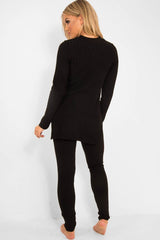 Black Knitted Loungewear Set - Jordi-Co-ords
