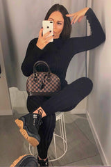 Black Knitted Loungewear Set - Jordi-Co-ords