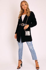 Black Knitted Oversized Pocket Detail Cardigan - Anna-Cardigans